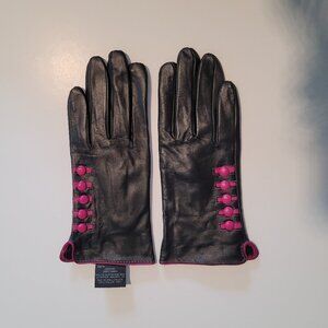 Black and Purple Polyester Leather Gloves Women’s Size Small